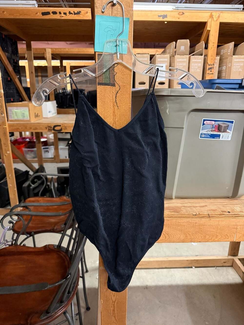 Colsie Ribbed Bodysuit Size L Black